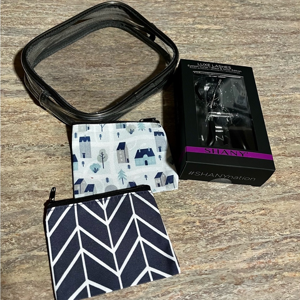 NIB SHANY Luxe Lashes eye curlers silver edition with clear cosmetic bag & bags